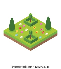 Isometric icon of a park