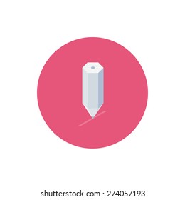 Isometric icon of a pencil that draws a line