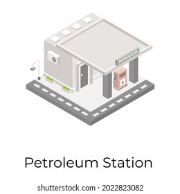 Icono isométrico de la estación petrolífera en vector isométrico