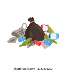 Isometric Icon With Pile Of Rubbish On White Background 3d Vector Illustration