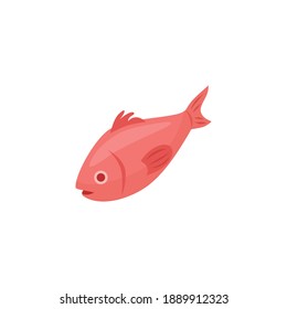 Isometric icon of pink fish on white background 3d vector illustration