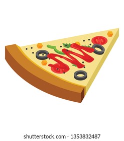 Isometric icon of pizza slice 