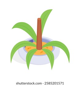 Isometric icon of a potted plant, likely for use in interior design, office supplies, or gardening.