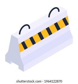 Isometric Icon Of Product, Concrete Barricade 