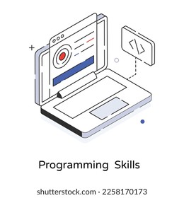An isometric icon of programming skills 