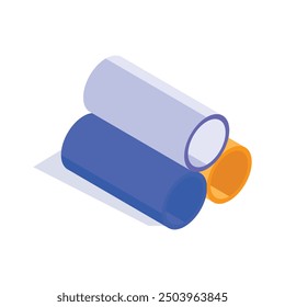 An isometric icon of PVC pipes, commonly used for plumbing and construction projects