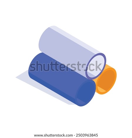 An isometric icon of PVC pipes, commonly used for plumbing and construction projects