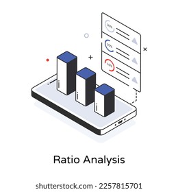 An isometric icon of ratio analysis 