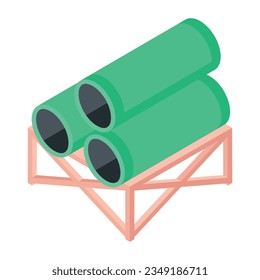 Icono isométrico de las tuberías de refinería 