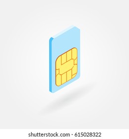 Isometric icon of regular sim card.