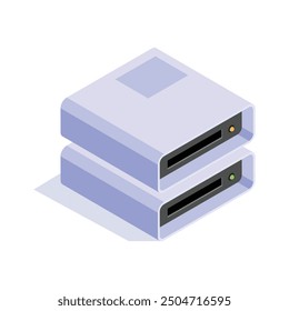 Isometric icon representing a network storage device, ideal for data backup and management