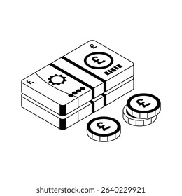An isometric icon representing pound currency note