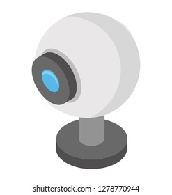 Isometric icon of revolving camera