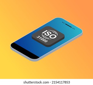 isometric icon. Risk Management. Standard quality symbol. Vector button sign isolated on color background .