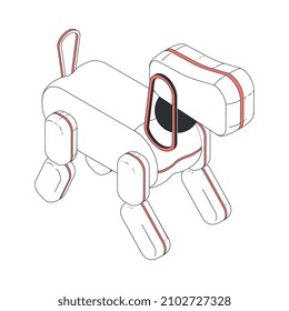 Isometrische Symbol mit Roboterhund auf weißem Hintergrund 3D Vektorgrafik