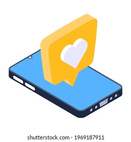 Isometric icon of romantic chat