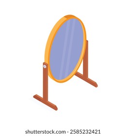 An isometric icon of a round decorative mirror