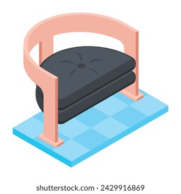 Here�s an isometric icon of a round sofa seat