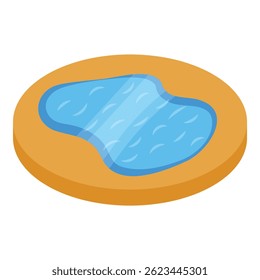 Icono isométrico de una piscina redonda con agua azul para relajarse durante las vacaciones de verano