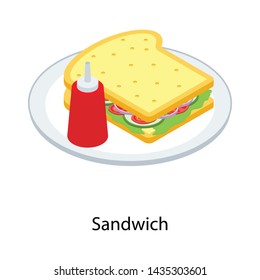 
Isometric icon of sandwich design 
