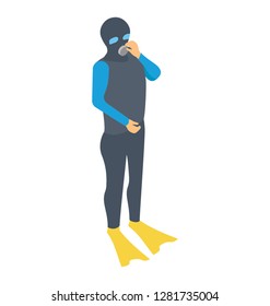 Isometric icon of Sea  Diver