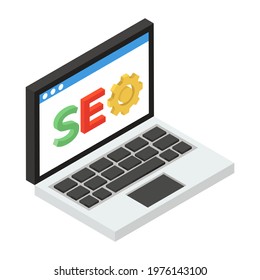 Isometric icon of search engine optimization, editable design