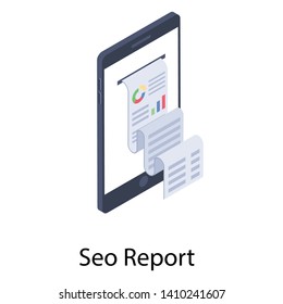 
Isometric icon of seo report 
