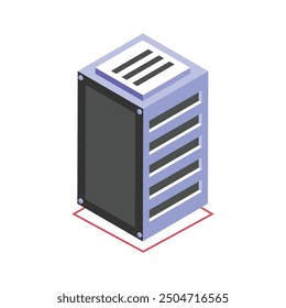 Isometrisches Symbol eines Server-Racks zur Datenspeicherung