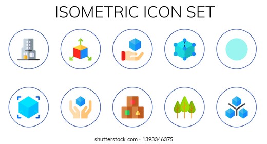 isometric icon set. 10 flat isometric icons.  Simple modern icons about  - skyscraper, cube, cubes, forest