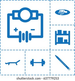 Isometric icon. set of 6 isometric filled icons such as fried egg and bacon, musical pipe, sunbed, storage, electricity
