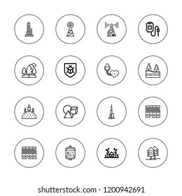 Isometric icon set. collection of 16 outline isometric icons with archive, antenna, antivirus, blood bag, blood transfusion, cubes, forest icons.