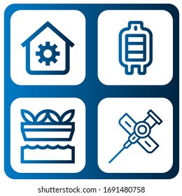 isometric icon set. Collection of House automation, Blood transfusion, Hydroponic gardening, Cannula icons