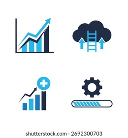 Isometric Icon Set of Growth, Cloud, and Progress Elements