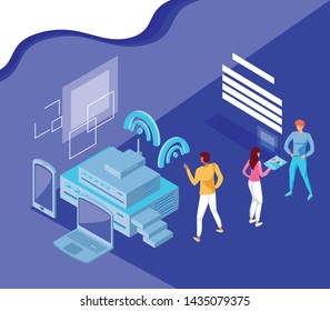 Isometric icon set technology design
