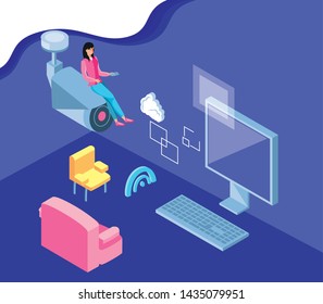 Isometric icon set technology design