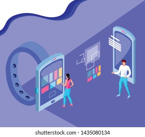 Isometric icon set technology design
