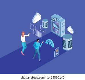 Isometric icon set technology design