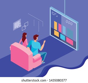 Isometric icon set technology design