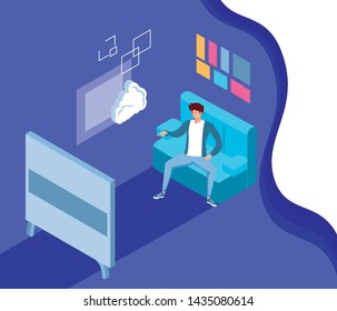 Isometric icon set technology design
