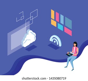 Isometric icon set technology design