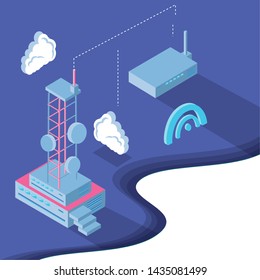 Isometric icon set technology design