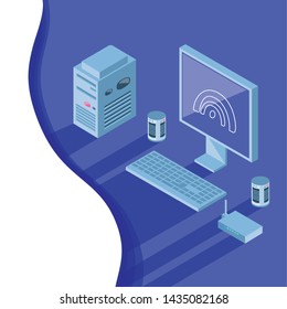 Isometric icon set technology design