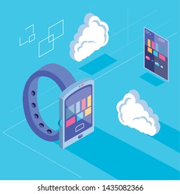 Isometric icon set technology design