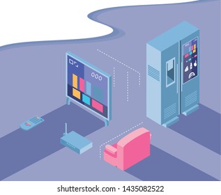 Isometric icon set technology design