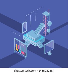 Isometric icon set technology design