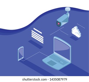 Isometric icon set technology design