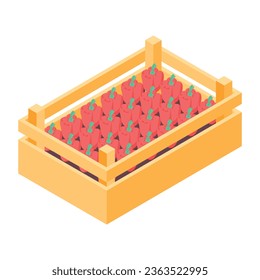 An isometric icon showing apple crate 