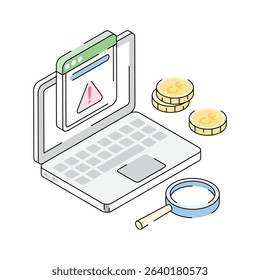An isometric icon showing payment error alert screen