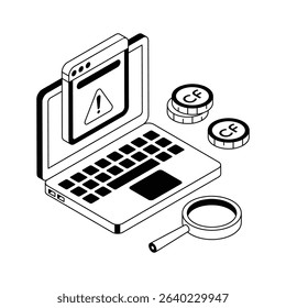 An isometric icon showing payment error alert screen