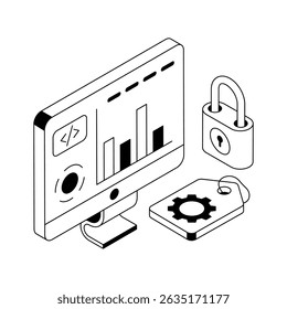 An isometric icon showing streamlined coding data process